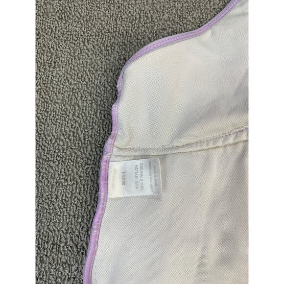 Girls One Piece Swimsuit Blue Purple Galaxy Print Ruffle Adjustable Straps Large - Picture 7 of 7